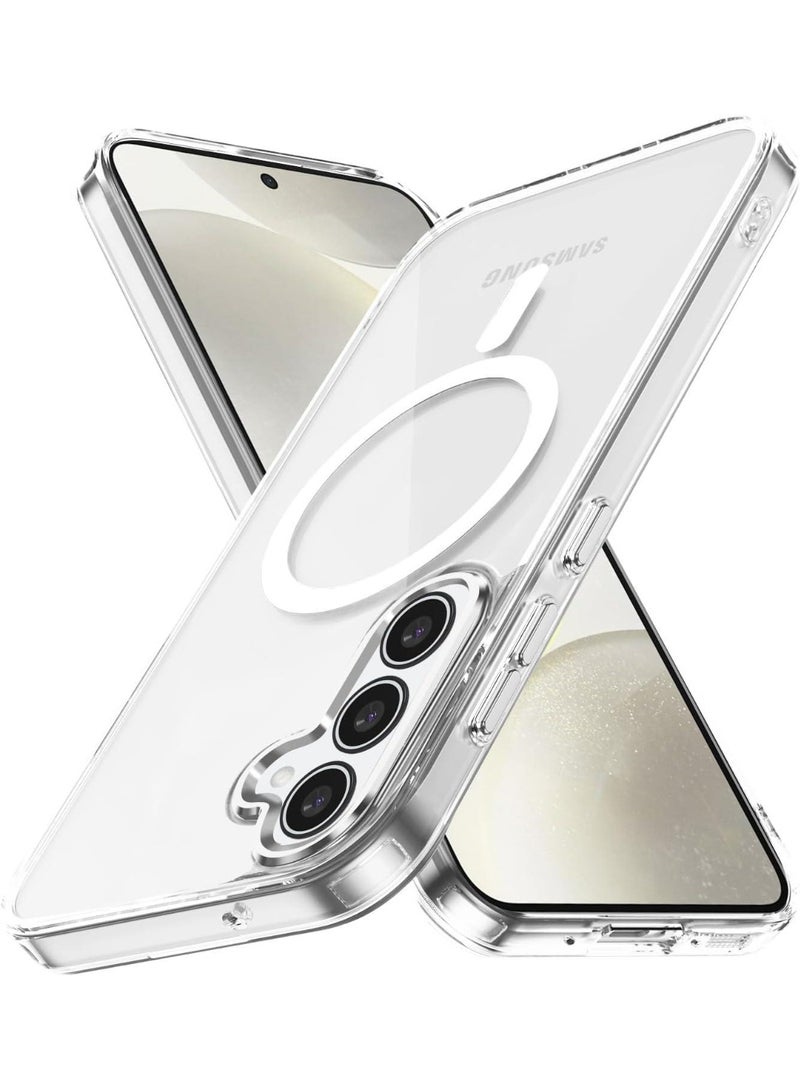 جراب حماية مغناطيسي شفاف مضاد للصدمات والاصفرار بتصميم نحيف وحواف ناعمة لموبايل سامسونج جالاكسي S25 FE (متوافق مع ماج سيف) - Image 1